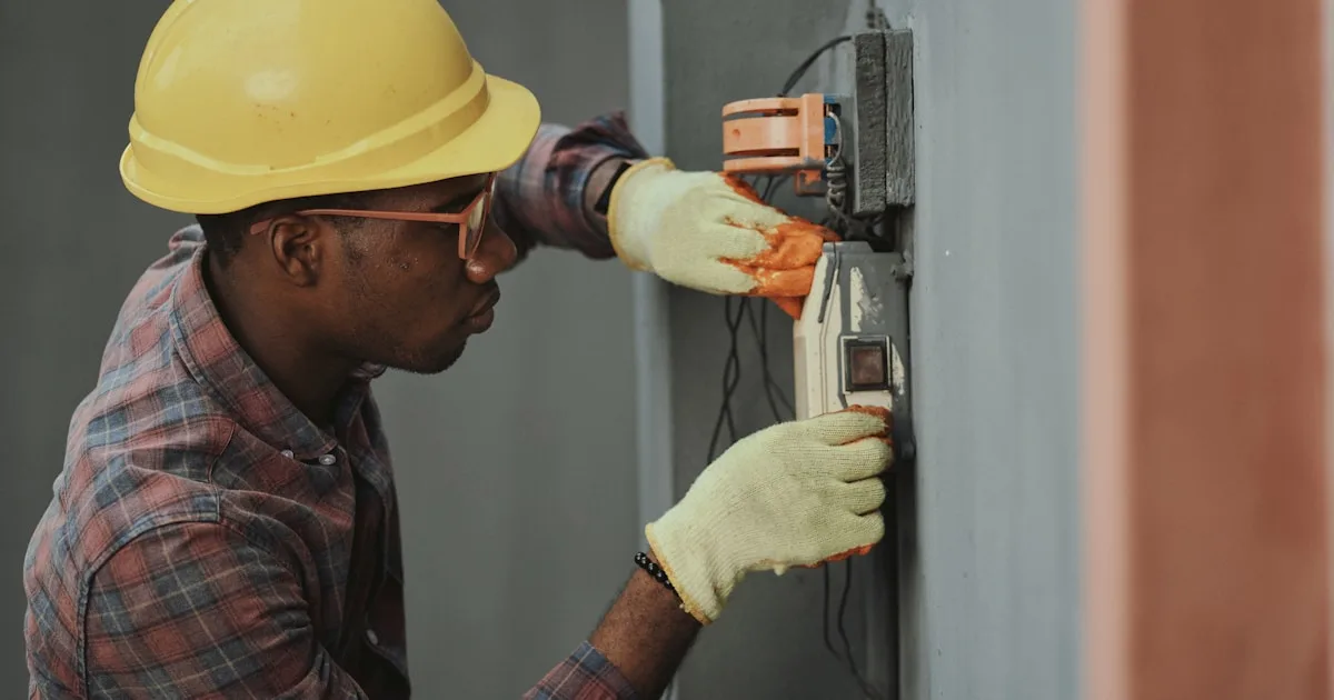 Electrician reviewing advertising costs and lead data on a laptop.