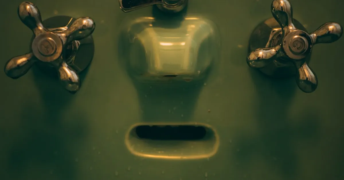 A close-up of a green sink