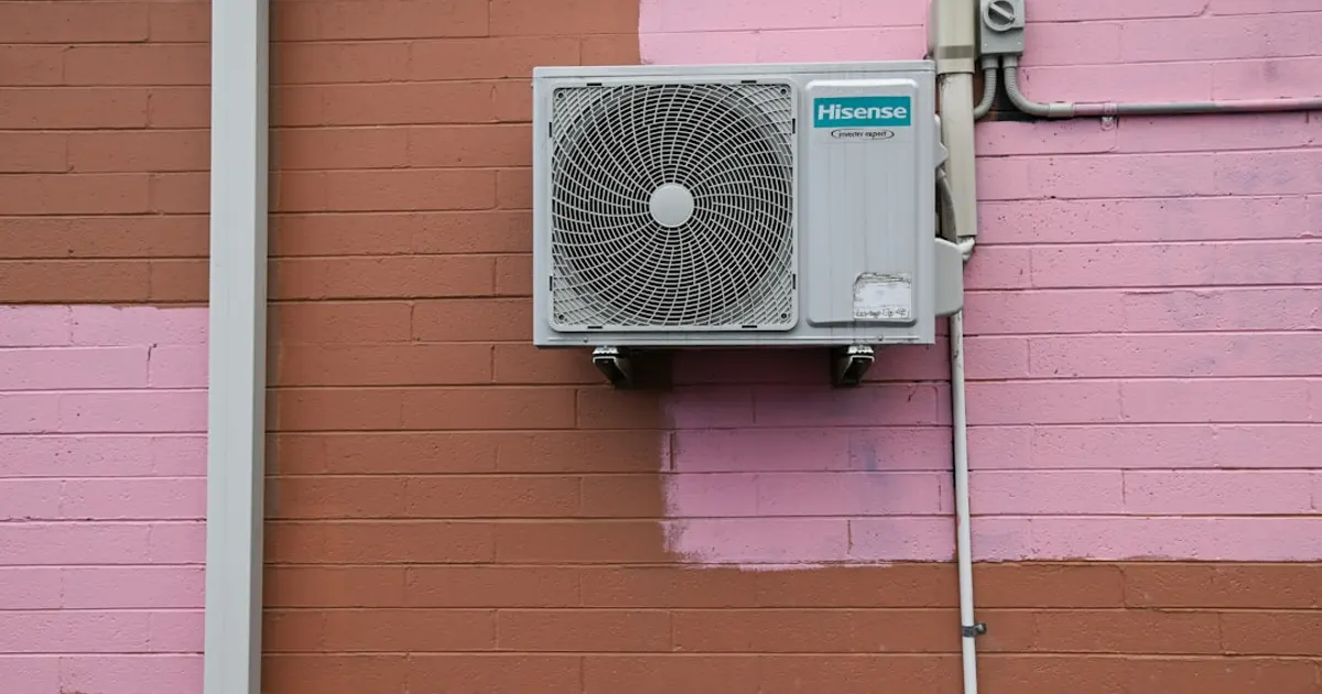 A air conditioner mounted to the side of a building