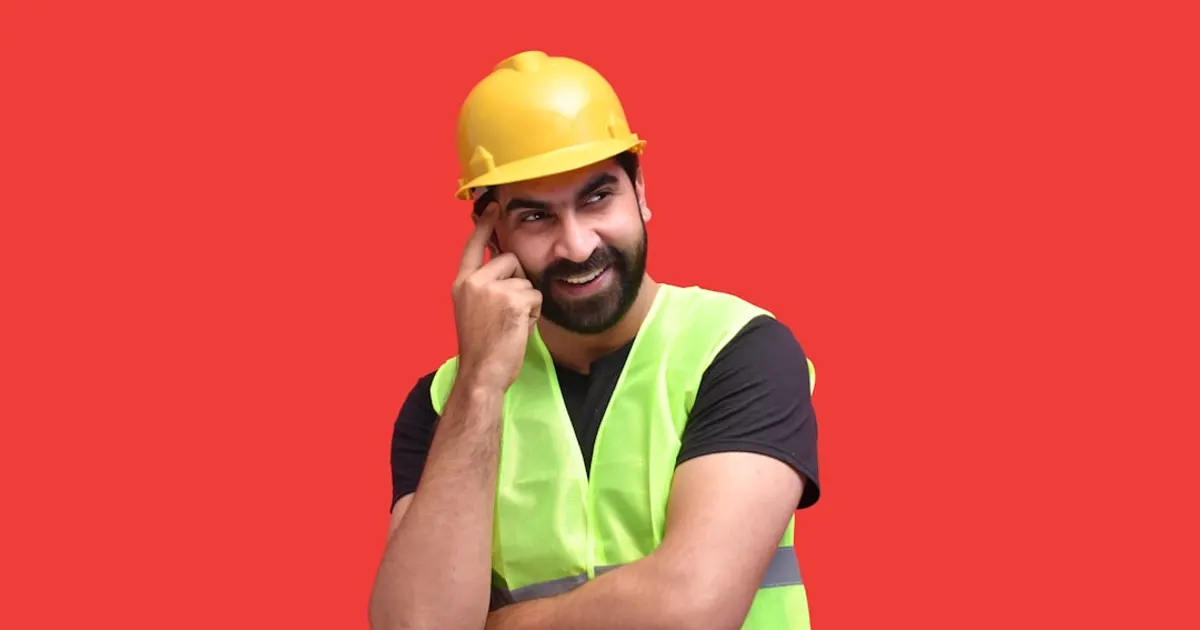 A woman wearing a hard hat