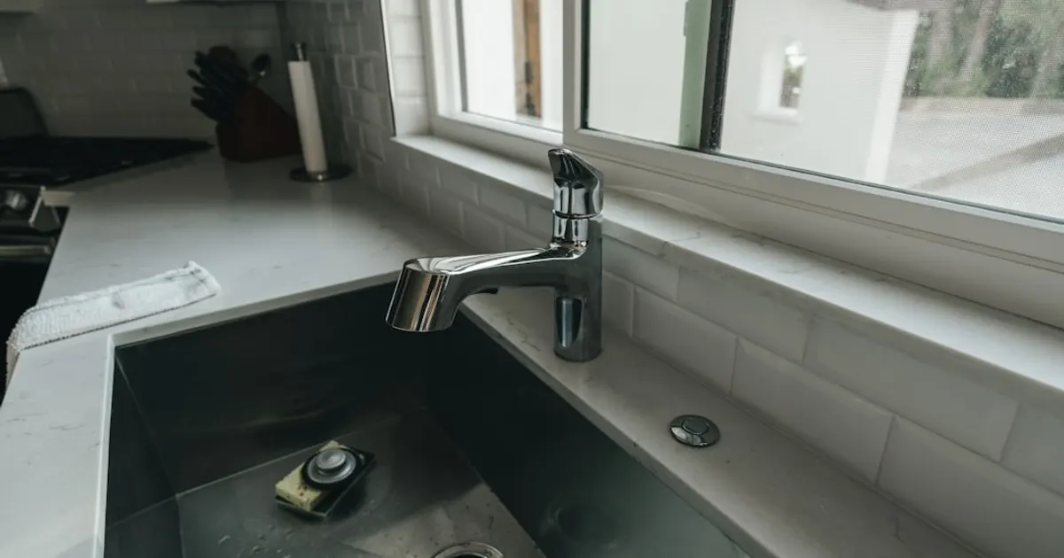 A sink with a faucet